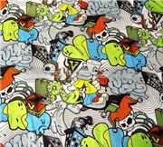 colourful skull fabric half yard