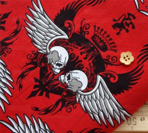 skulls wings fabric skulls wings lion emblem fabric Stoff Totenkopf Flügel Wappen