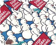 Snowman Fabric Stop Global Warming