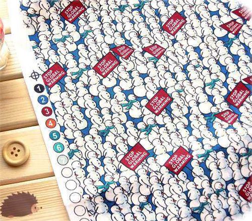 snowman fabric global warming snowman fabric stop global warming Schneemann Stoff Weihnachten christmas