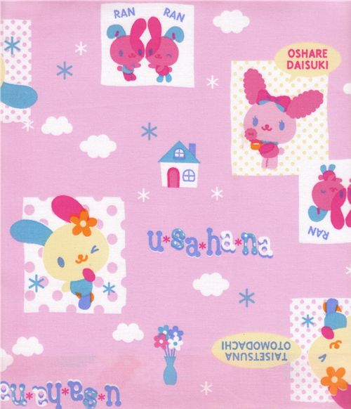 kawaii cute U-Sa-Ha-Na japanese fabric Sanrio Stoff Japan