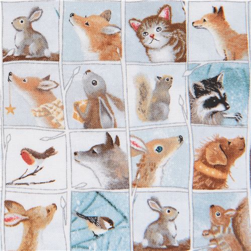 fabric with deer owl bunny rabbit animal square Quilting Treasures ...