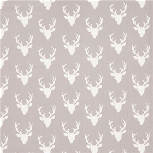 fabric with deer stag animal grey by Art Gallery Fabrics Fabric by ...