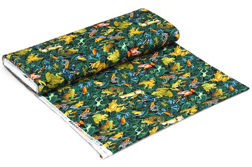 fabric with green leaf colorful frog animal by Timeless Treasures 3
