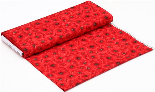 Remnant 36 cm - fabric with red poppy flower by Timeless Treasures  3
