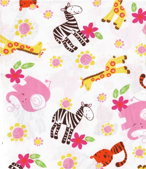 Cute Zoo Animals Fabric kawaii 0.5m - Kawaii Fabric - Fabric - Kawaii