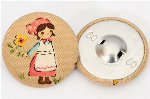 farm girl flower fabric button Japanese button Kokka 2