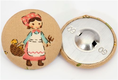 farm girl mushrooms fabric button Japanese button Kokka 2
