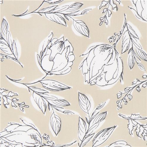 toile de Jouy flower fabric by Art Gallery Fabrics in beige Fabric