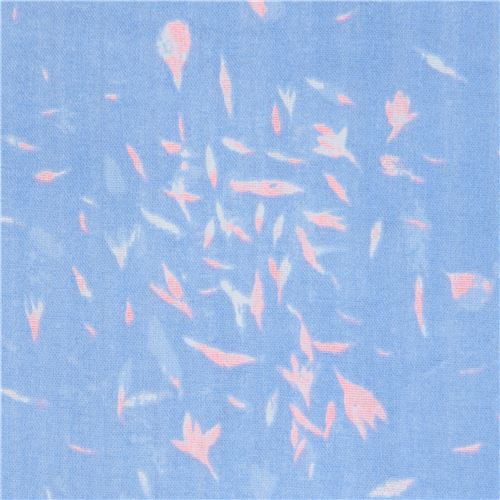 flower nani iro fabric blue double gauze 1