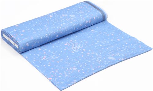flower nani iro fabric blue double gauze 3