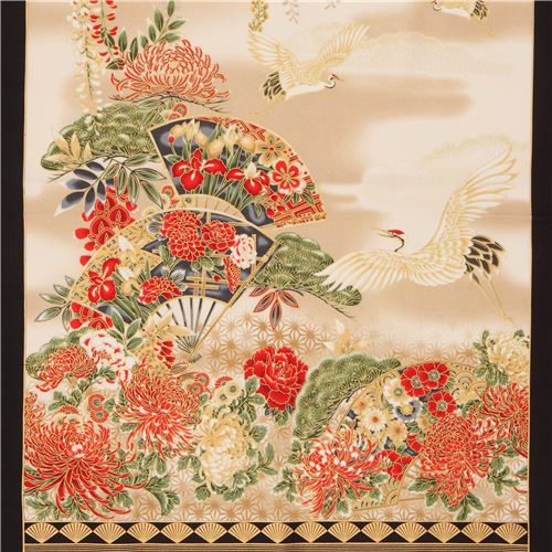 flower panel fabric gold embellished by Robert Kaufman - modeS4u