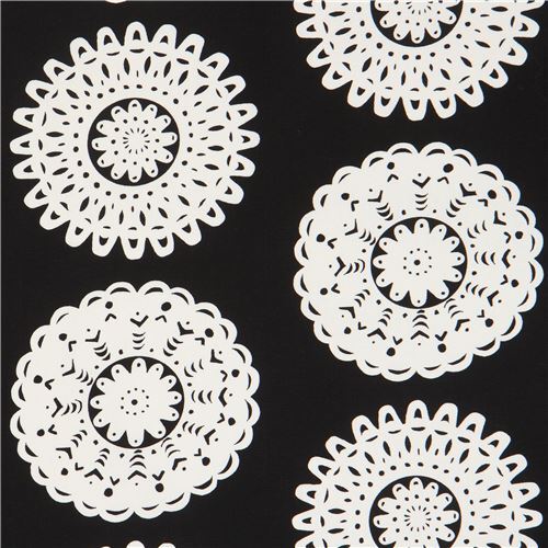 Remnant 21 X 110 Cm Flower Shape Black Canvas Fabric From Japan 