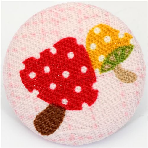 fly agaric fabric button light pink Japanese button 1