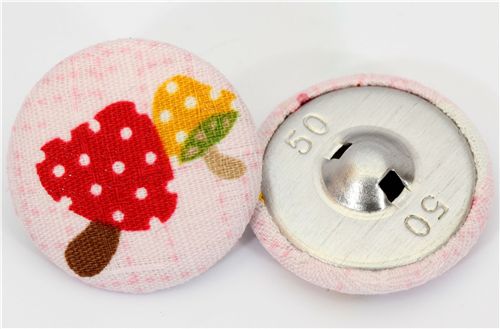 fly agaric fabric button light pink Japanese button 2