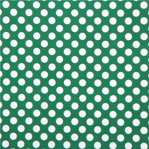 forest green Michael Miller fabric Ta Dot with white dots 2
