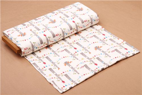 fox owl tree trunk bunting organic knit fabric birch USA 3