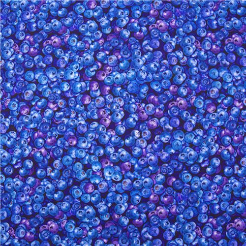 Resto de (40 x 109 cm) - Tela de algodón arándanos azules fruta fresca de Quilting Treasures EE. UU. 2