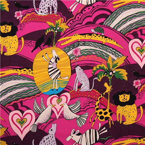 fuchsia Mashama Africa animal fabric by Alexander Henry USA - modeS4u