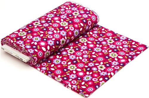 fuchsia Flanellstoff bunte Blumen von Robert Kaufman 3