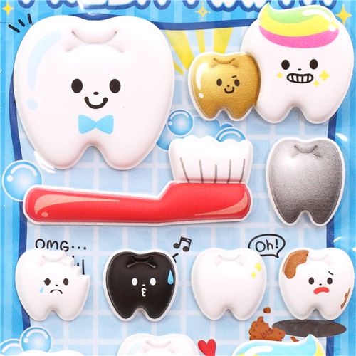 funny Mr tooth & friends sponge stickers Japan Food Stickers