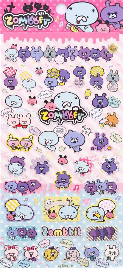 funny Zombbit zombie rabbit stickers from Japan - San-X Stickers ...