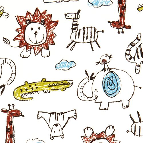 funny animal fabric crocodile elephant lion by Kokka 1
