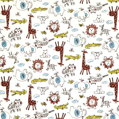 funny animal fabric crocodile elephant lion by Kokka 2