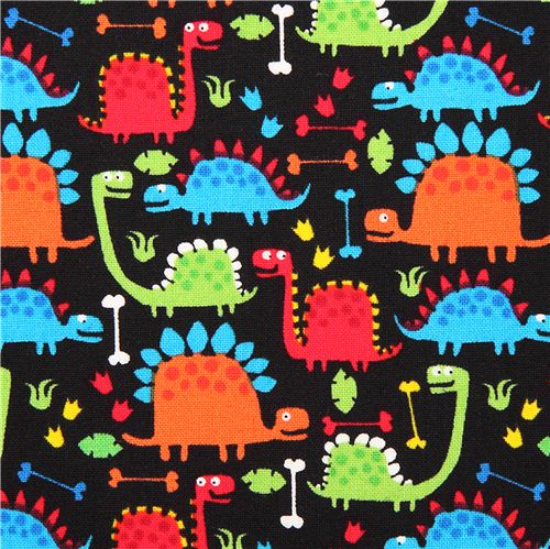 funny black mini dinosaur fabric Timeless Treasures Fabric by Timeless ...