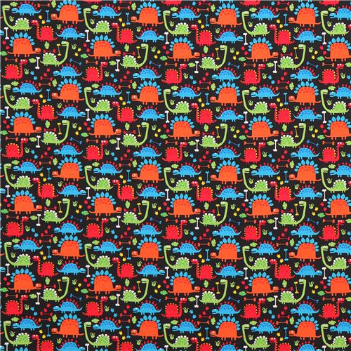 funny black mini dinosaur fabric Timeless Treasures Fabric by Timeless ...