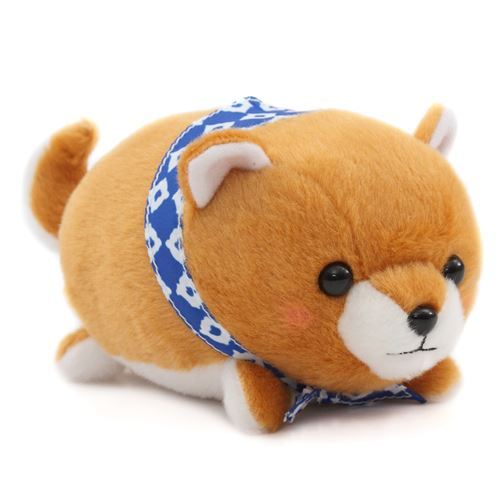 funny brown white dog blue scarf Mameshiba San Kyodai plush toy Japan 2