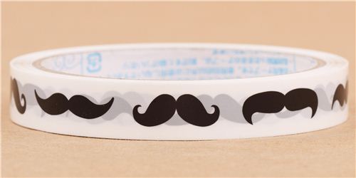 funny mustache deco tape 1.5cm sticky tape from Japan by Prime Nakamura ...