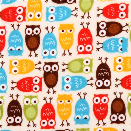 funny off-white owl animal flannel fabric Wild Minis by Robert Kaufman 1