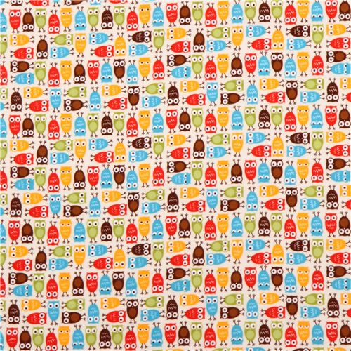 funny off-white owl animal flannel fabric Wild Minis by Robert Kaufman 2