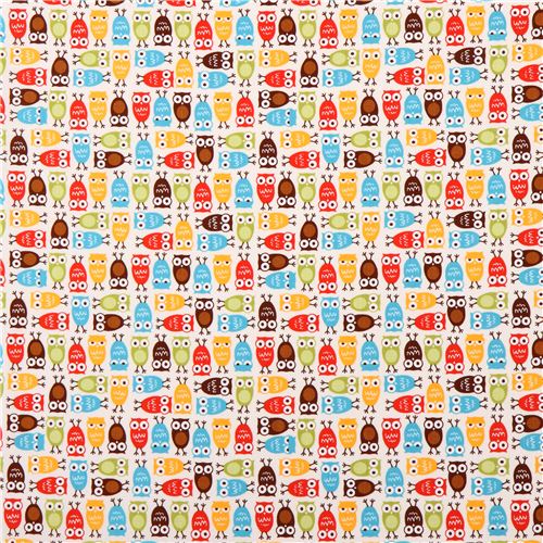 lustiger Eierschalen wei�er Eulen Stoff Bermuda Minis von Robert Kaufman 2