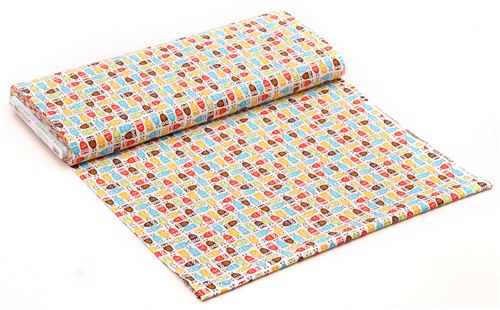 lustiger Eierschalen wei�er Eulen Stoff Bermuda Minis von Robert Kaufman 3