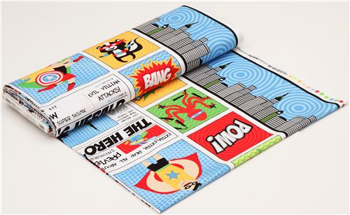 funny patchwork superhero newspaper fabric par Robert Kaufman 3
