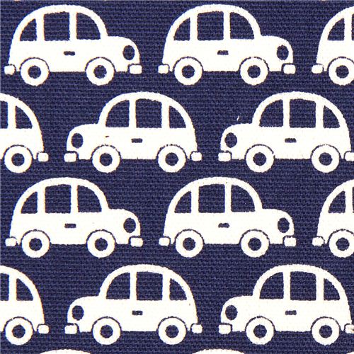 funny white cars fabric for boys by Kokka Japan - modeS4u