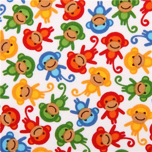 funny white monkey fabric Urban Zoologie Minis Primary by Robert ...