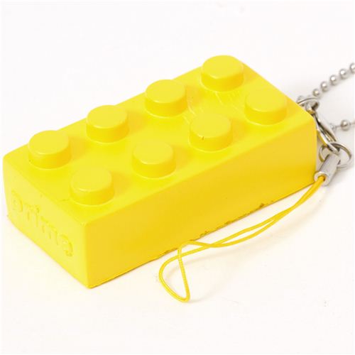 funny yellow squishy building block phone strap Food Squishy