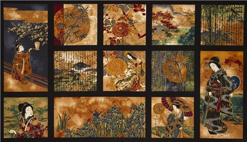 geisha fabric with Japanese poems by Robert Kaufman 2