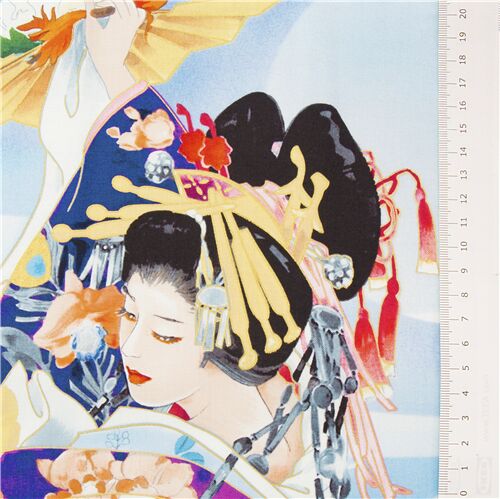 Tela geishas panel mujeres bailando con kimono colores flor de loto by ...