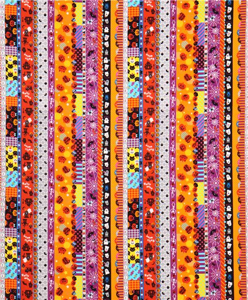 ghost pumpkin cat stripe Cosmo Halloween fabric 4