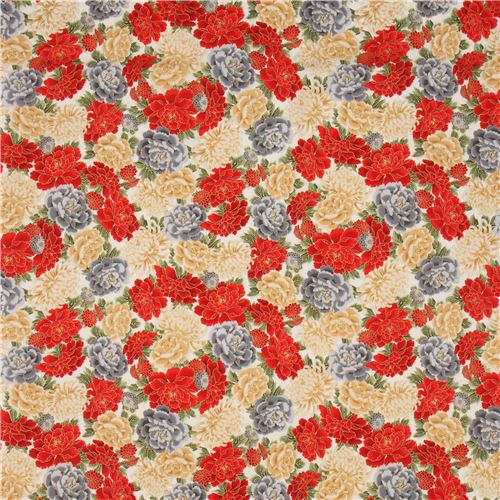gold embellished fabric by Robert Kaufman with flowers modeS4u