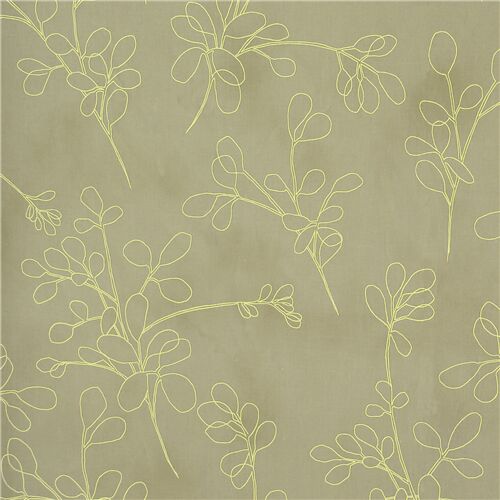 Gold Metallic Floral Outlines Cotton Fabric By Robert Kaufman Modes4u