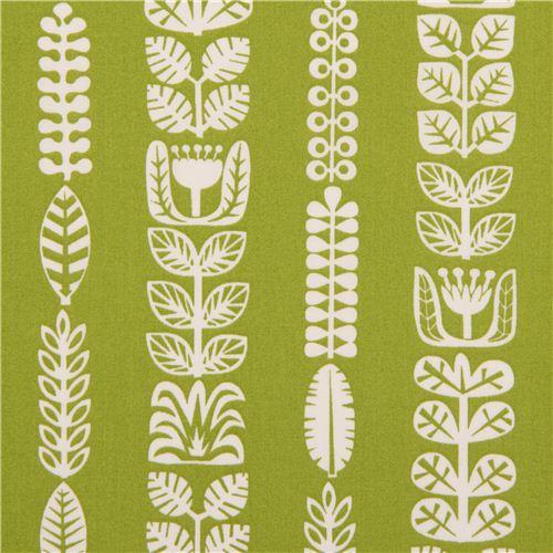 grass green floral stripe organic fabric by birch 1