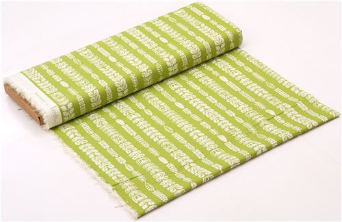 grass green floral stripe organic fabric by birch 3
