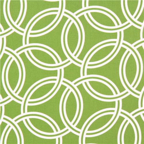 grass green ring pattern coton sateen fabric Michael Miller 1