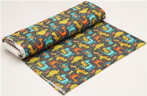 gray Michael Miller knit fabric Dino Dudes cute dinosaur 3