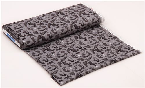 gray The Odditys black cat fabric by Elizabeth's Studio USA 3